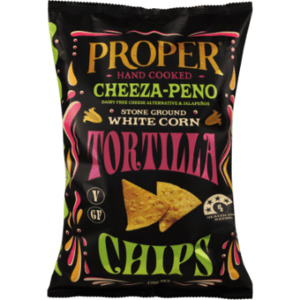 Products: Proper Tortilla Chips Cheeza-Peño (GF, V, DF)