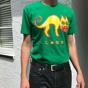 Look Blue Go Purple: Look Blue Go Purple - Cactus Cat T Shirt (Kelly Green)