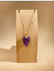 Flying Saucers heart Necklace green Amethyst