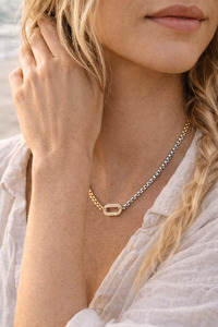 Gifts: Flying Saucers two tone necklace