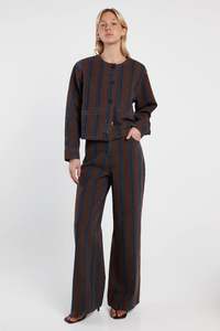 Jeans: Sass Maja strip Jean chocolate