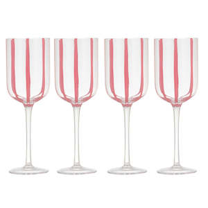 Ladelle stripe pink Wine  glasses 4pk