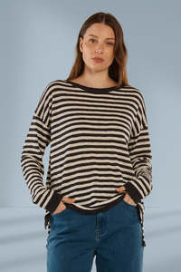 Betty Basics 1: Betty Basics Natasha knit top brown stripe