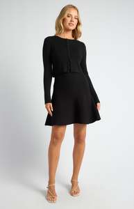 Knit mini dress with Cardy black