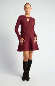 Knit mini dress with Cardy Merlot