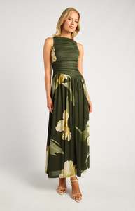 Dresses: Ruched floral print Jesey dress