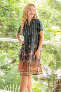 Dresses: Boho cotton print dress
