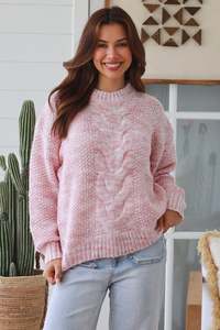 Jumpers: Soft pink cable knit one size