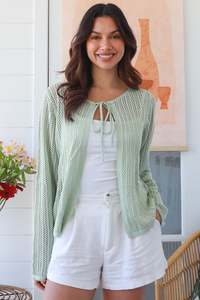 Jumpers: Cotton knit Cardy moss