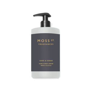 Toiletries: Moss Street hand & body Cream Sage & Cedar
