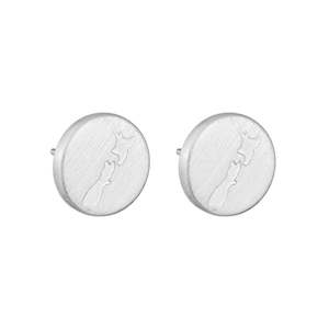 Little Taonga: round NZ mapsilver stud earrings
