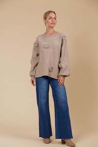 Isle of mine Miru flower jumper taupe