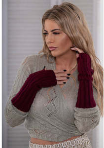 Boho fingerless gloves  Wine