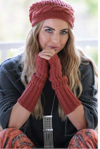 Boho fingerless gloves  Rust