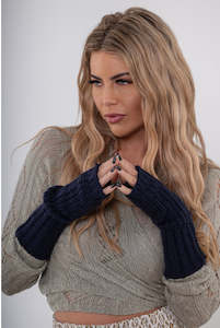 Knitwear: Boho fingerless gloves Navy