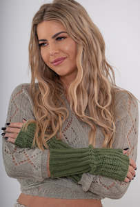 Boho fingerless gloves khaki