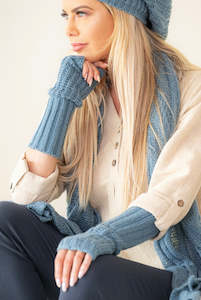 Boho fingerless gloves Sky