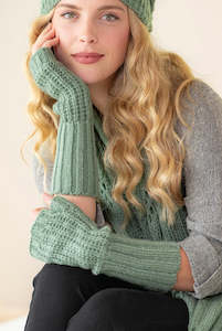 Boho fingerless gloves Sage