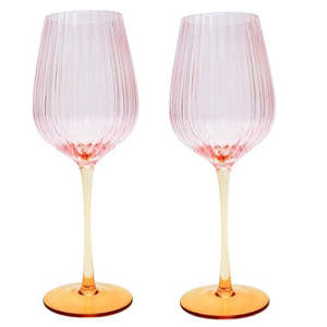 Homewares: Ellie Ombre Wine Glass Pink & Yello