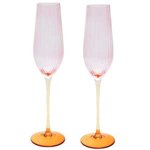 Homewares: Ellie Ombre Champagne Glass Pink & Yello
