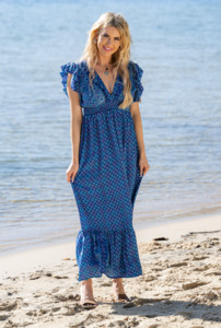 🌊 PIRRIN Open Back Maxi Dress – Silk Mix