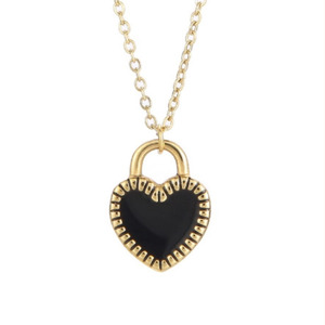 Flying Saucers heart pendant black /gold