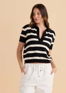 BettyBasics Salford knit polo Navy