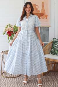 Cotton stripe shirt dress