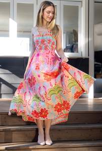 Boho Hibiscus Halter Dress