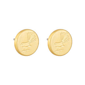 Kiwi: Round fantail earrings gold
