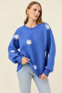 Isle of mine Miru stitched flower jumper Colbolt