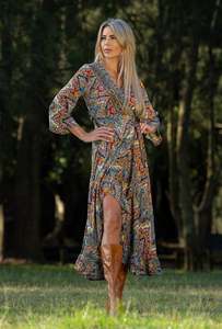 Boho Alta long sleeve wrap dress