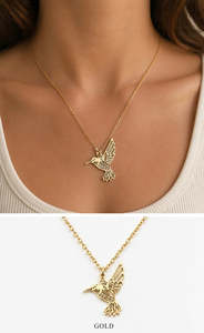 Flying Saucers Humming bird pendant gold
