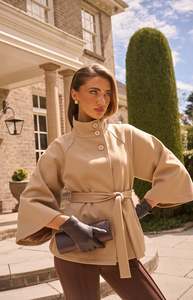 Funnel neck cape coat pre order
