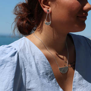 Little Taonga Mauna-nui Breast Plate Earrings Silver
