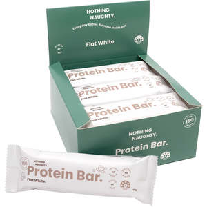 Beauty Wellness: Nothing Naughty Protein bar ,flat white chocolate 12 bars