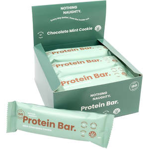 Beauty Wellness: Nothing Naughty Protein bar ,chocolate mint cookie  12 bars