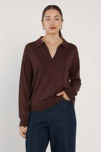 Fate Becker: Fate +Becker Soleni polo  knit chocolate brown