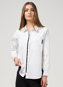 Tops: Madly Sweetly Mixed Media Shirt - White