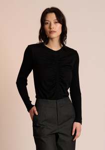 Neris Rouched Top - Black