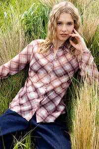 Neris Edgy Shirt - Raisin Check