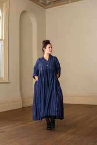 Meg By Design Edith Dress Linen - Navy Stripe
