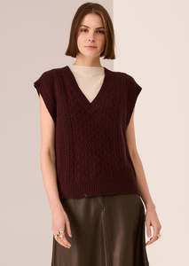 POL Loren Cable Vest - Merlot