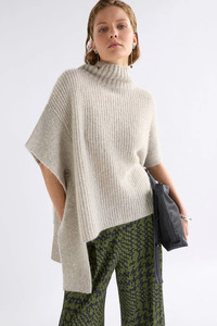 Knitwear: Elk Aleph Poncho - Oatmeal Melange