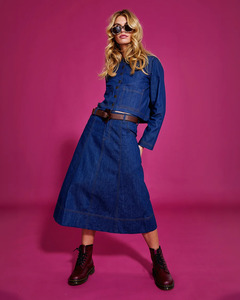 Skirts: Boom Shankar Fumiko Skirt - Dark Denim