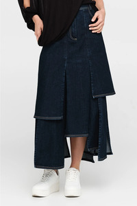 Skirts: Taylor Splice Skirt - Indigo Denim