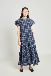 Twenty-Seven Names Art Therapy Skirt - Navy Crinkle Check