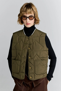 Karen Walker Quilted Drift Vest - Dark Olive