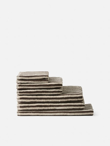 Citta Wide Stripe Cotton Bath Towel Range - Cocoa/Bone
