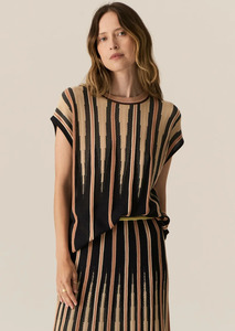 Pol: POL Tedd Knit Tee - Ink/Camel
